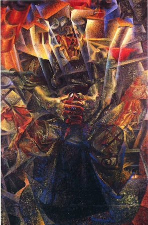 Umberto Boccioni，1912年，1912年（1913年瑞业），油画油，226 x 150厘米（亚马逊收藏借给Peggy Guggenheim收藏，威尼斯）