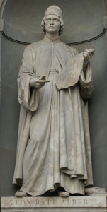 位于佛罗伦萨乌菲齐画廊的乔瓦尼·卢西尼的利昂·巴蒂斯塔·阿尔贝蒂雕像。
