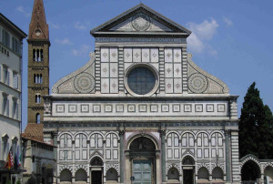 圣玛丽亚教堂，正面里昂巴蒂斯塔阿尔贝蒂，1456-70，佛罗伦萨，意大利。