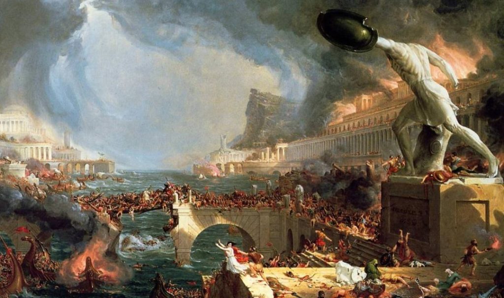 “毁灭”,英国画家的绘画Thomas Cole, depicting the fall of the Roman Empire.