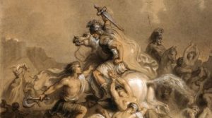 西奥多·查塞里奥的《罗马人和野蛮人之间的战斗》，约1850-1855年。