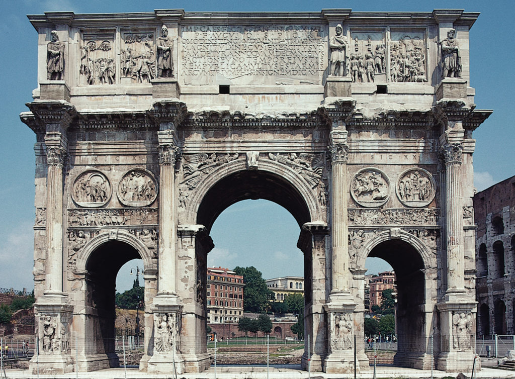 康斯坦丁的拱门，在罗马。西罗马帝国的最后一个建筑标志之一。